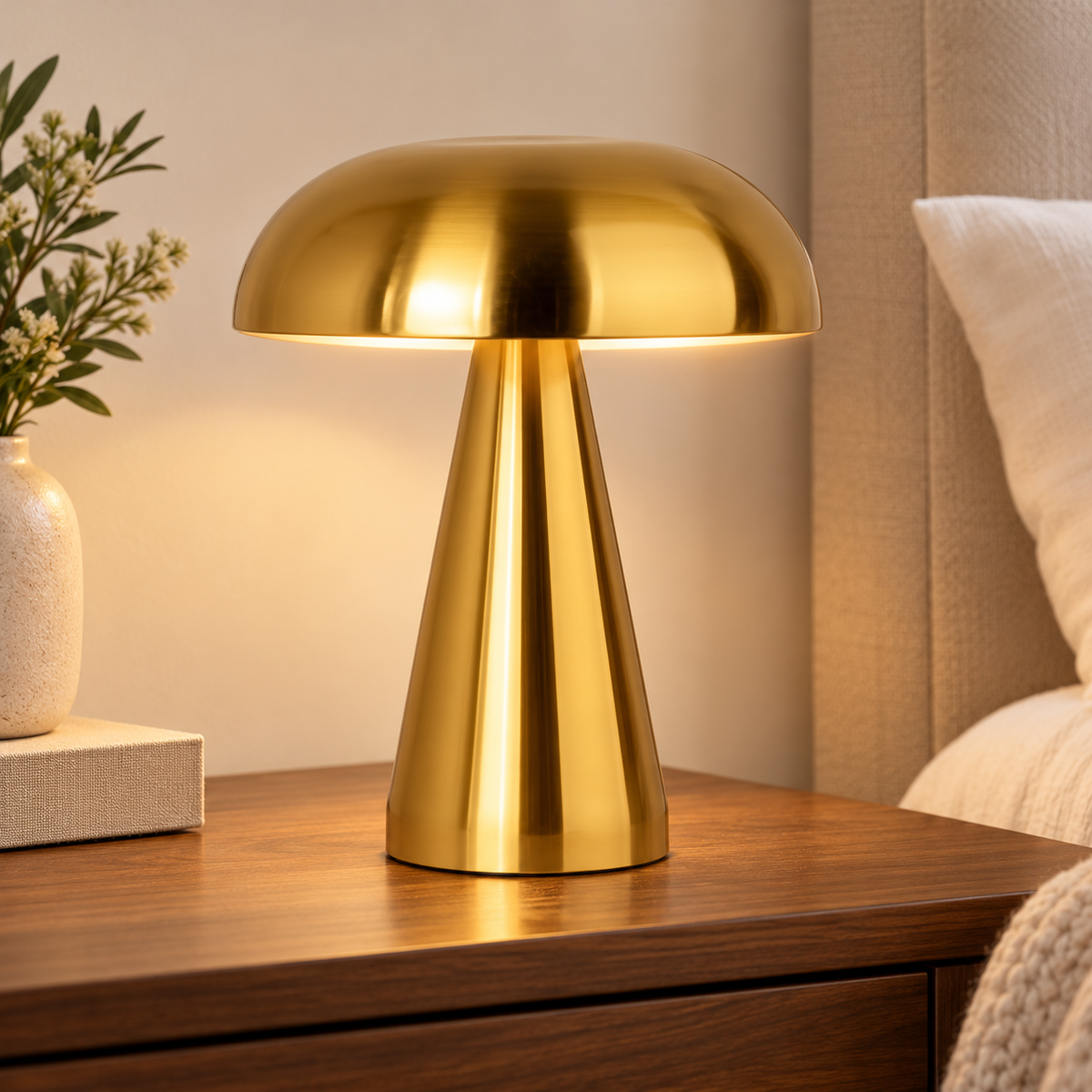 Gold Rechargeable Mushroom Table Lamp