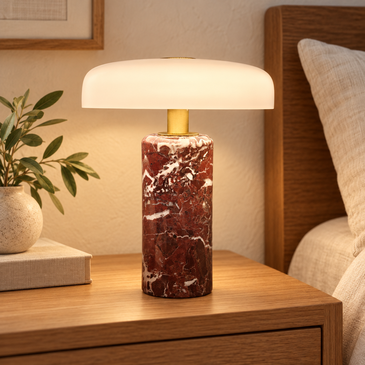 Portable Rechargeable Marble Table Lamp with Touch Control