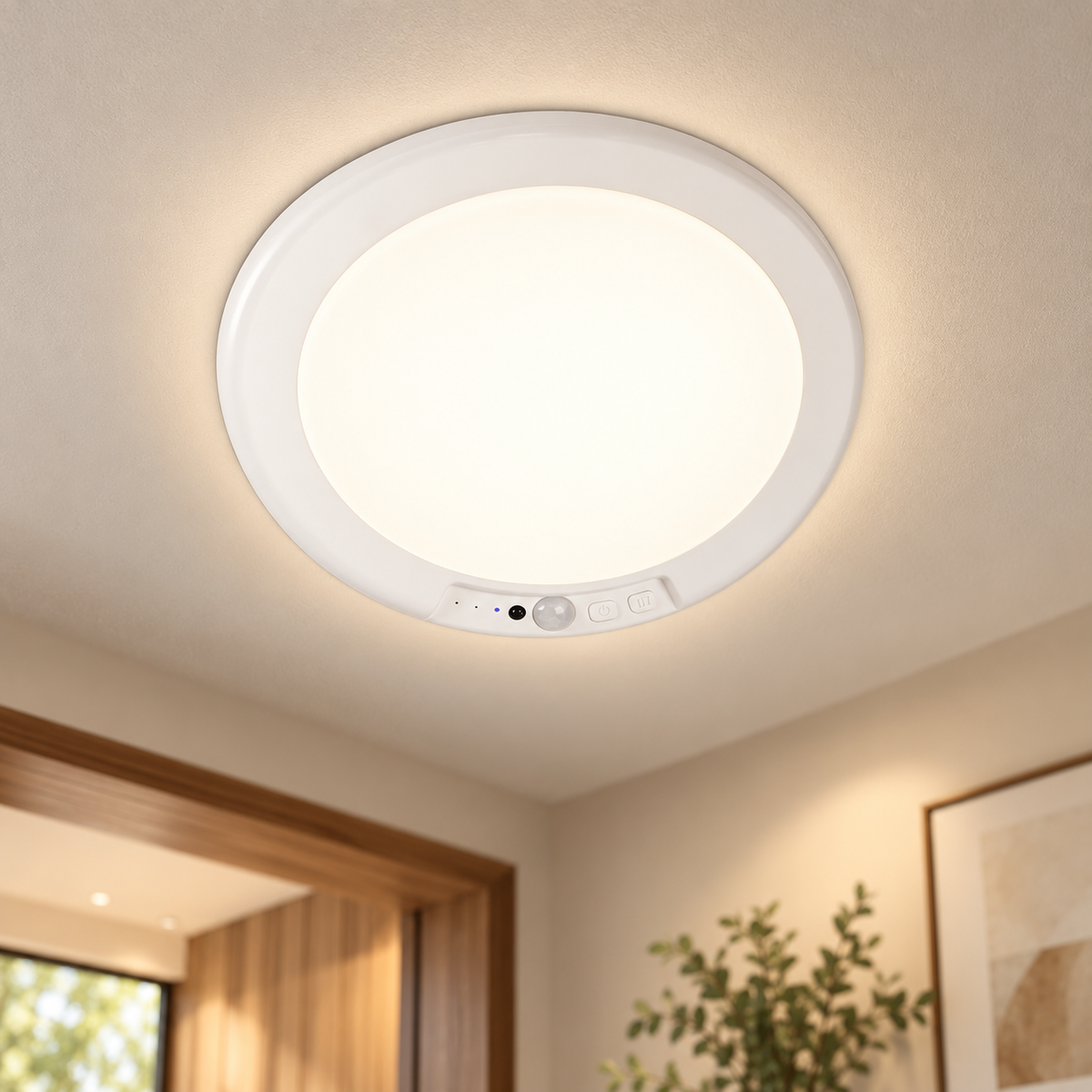 Rechargeable Motion-Sensor Ceiling Light with Remote