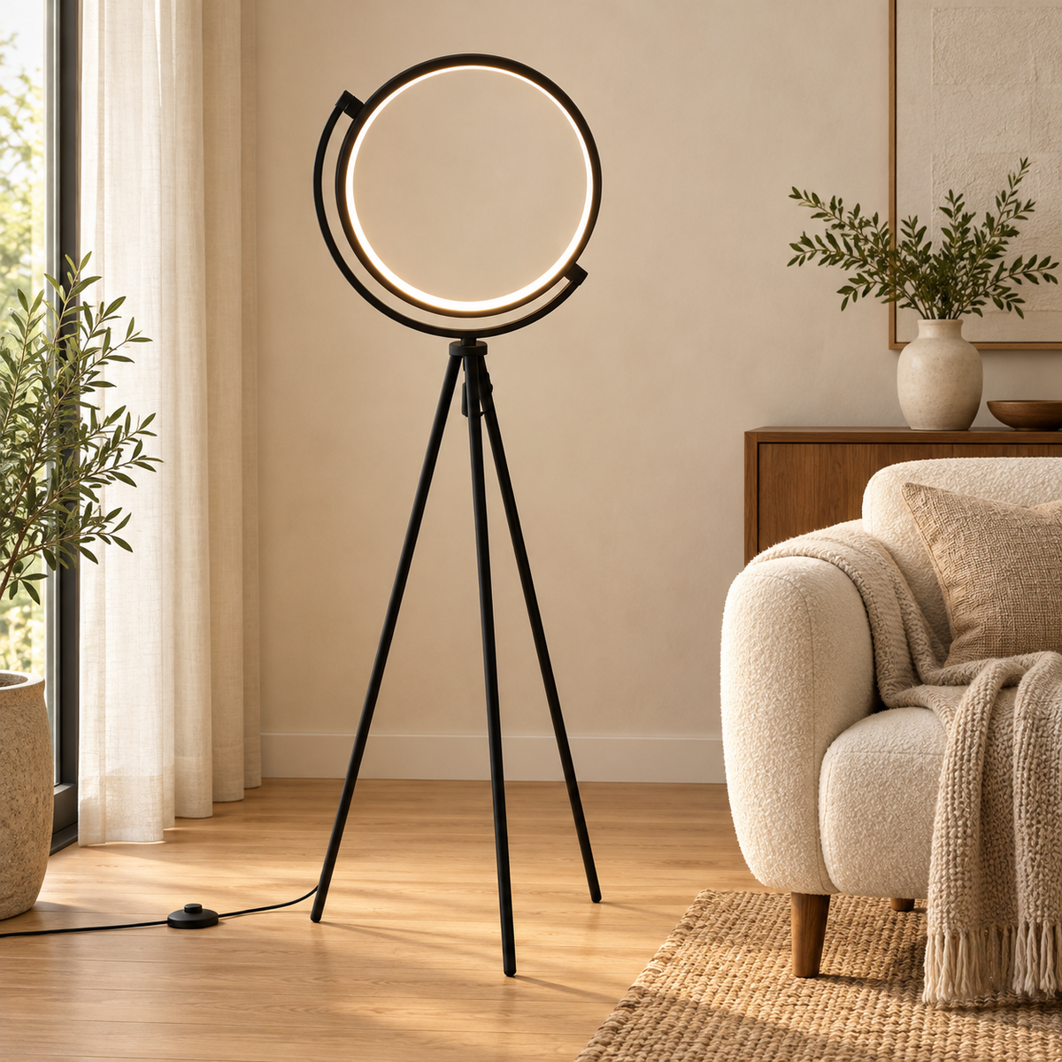 Modern LED Corner Floor Lamp with Foot Switch