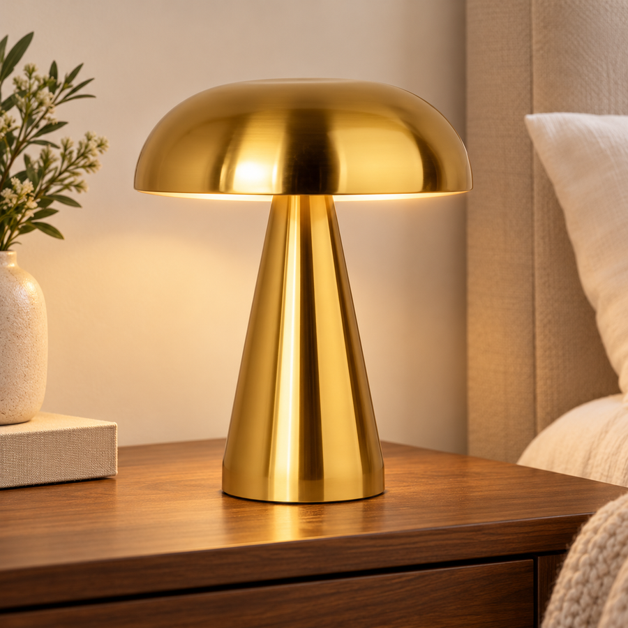 Gold Rechargeable Mushroom Table Lamp