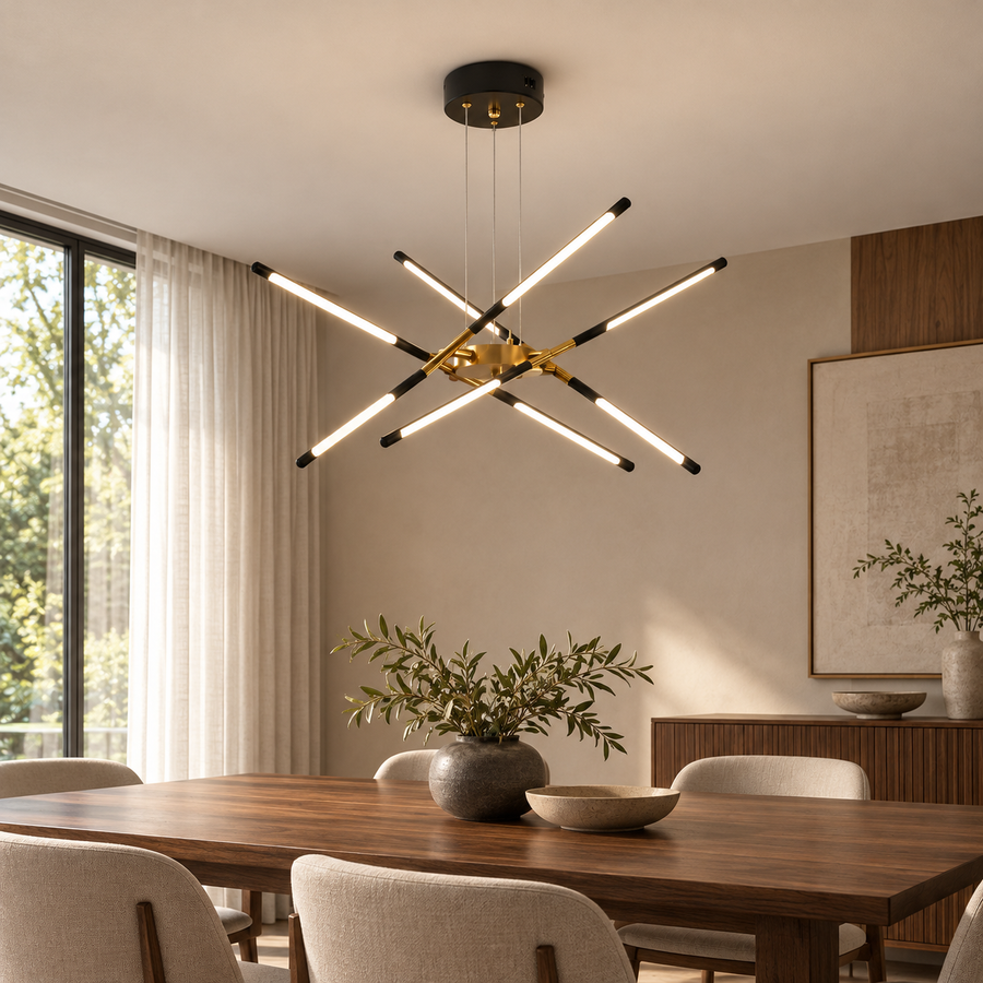 Minimalist Linear Iron LED Chandelier — 220V