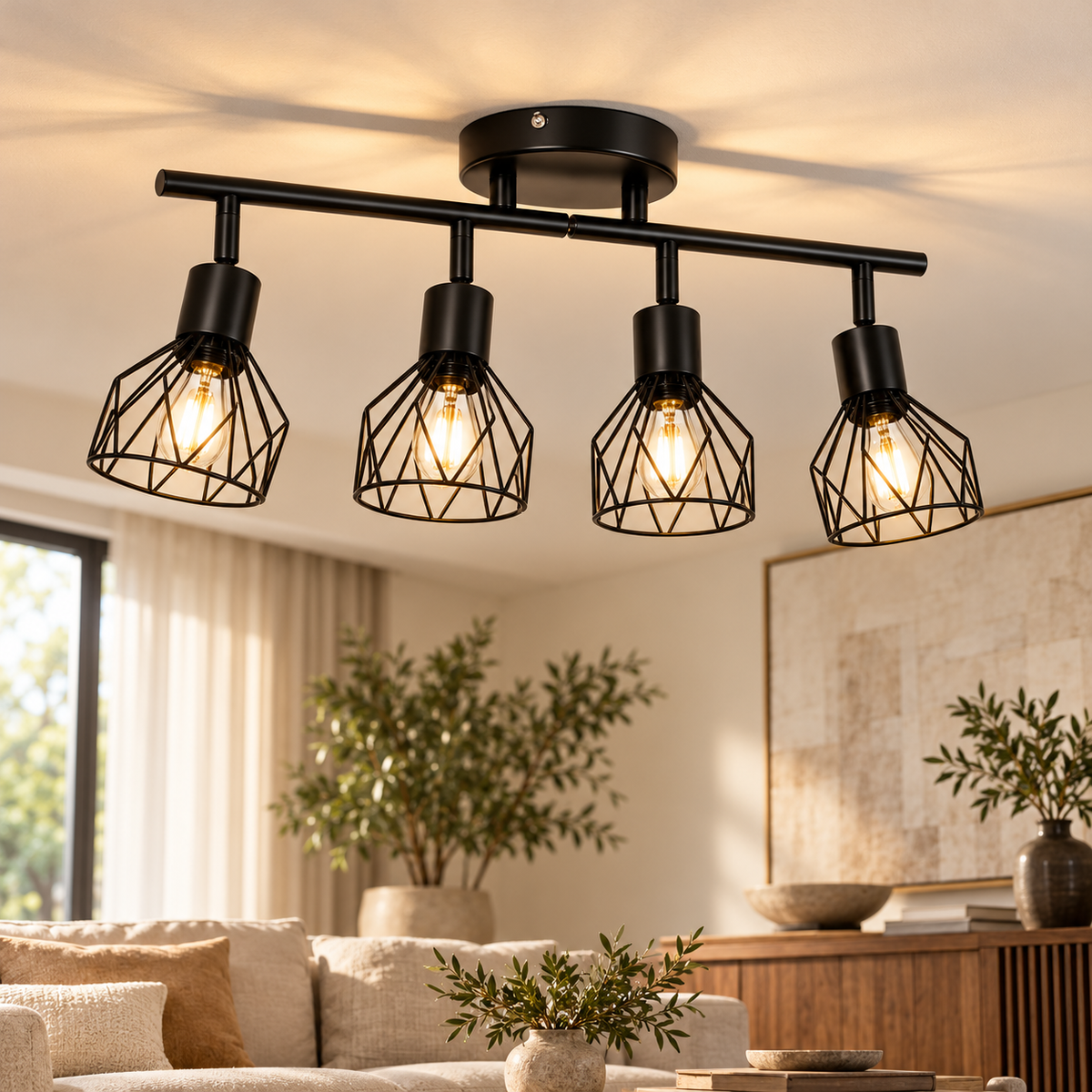 Black retro adjustable ceiling spotlight — 220V